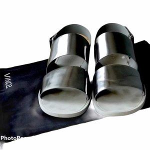 Vince Marett Silver Leather Platform Sandals, 9